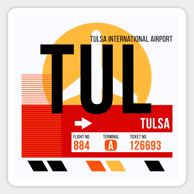 Tulsa (TUL) Airport // Sunset Baggage Tag Magnet by Now Boarding